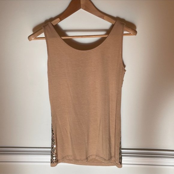 Caché Golden Sequin Sleeveless Tank Top - Picture 2 of 3